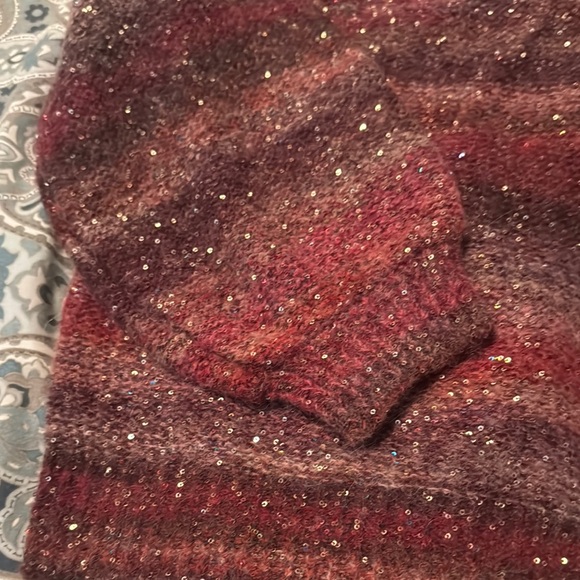 Banana Republic Pink and Red V-Neck Sweater with Sparkle - Picture 3 of 6